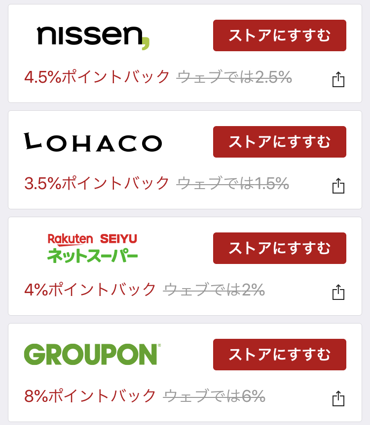 リーベイツアプリポイントアップ