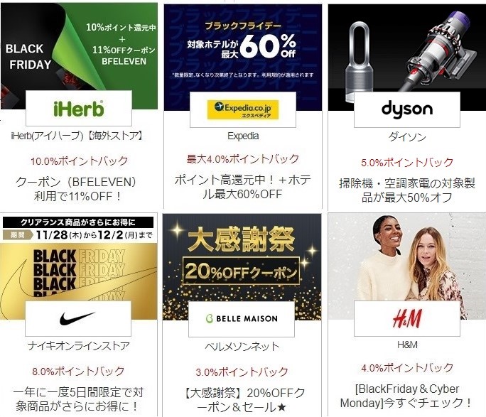 ブラックフライデー楽天リーベイツ