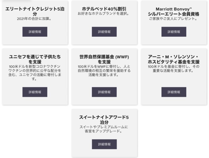 マリオット年間チョイス特典