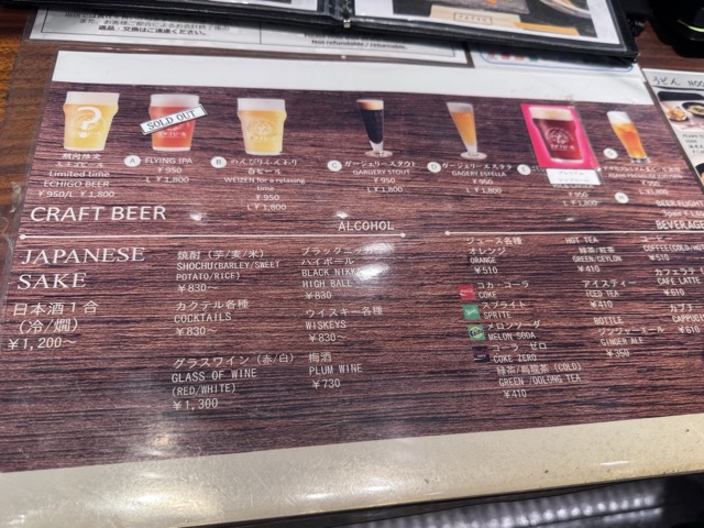 成田Japanese Grill & Craft Beer TATSUドリンクメニュー